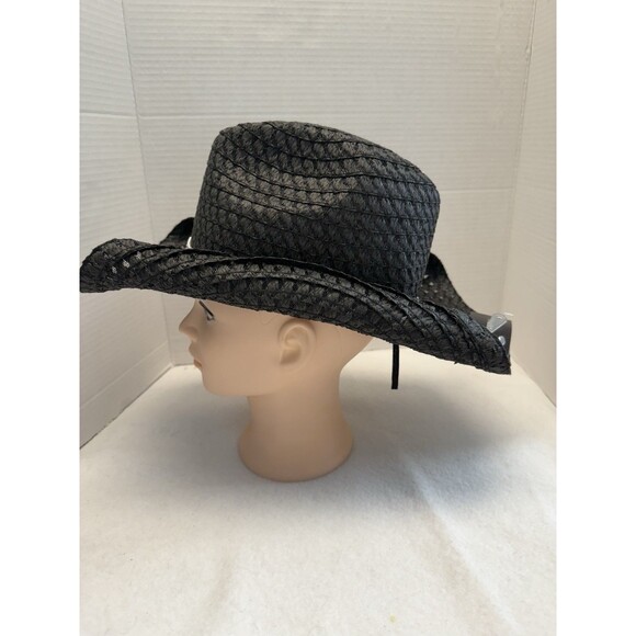 New Womens Madd Hatter Black Western hat adjustable headband 100% paper - Picture 3 of 10